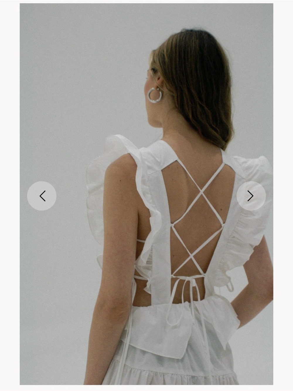 LSG Allina Liu • White Ruffle Side-Tie Midi Dress